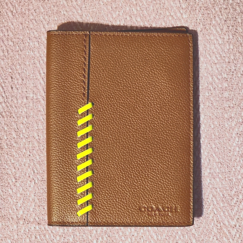 Coach Leather Passport Case w/ Baseball Stitch
